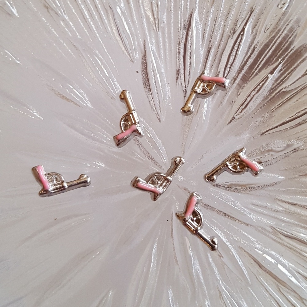 Pink Pistol Gun Floating Charm For Picture Locket